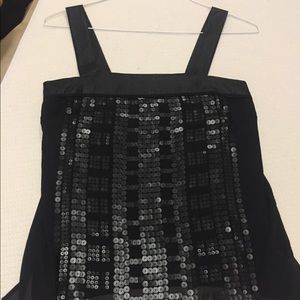 Guess Sequin Embellished Dressy Black Tank Top